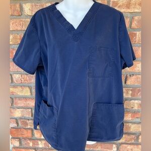 Navy Blue V-Neck Scrub Top size large